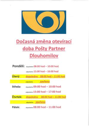 změna otevírací doby