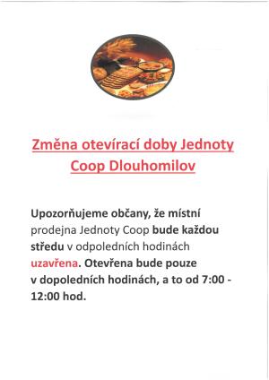 změna otevírací doby